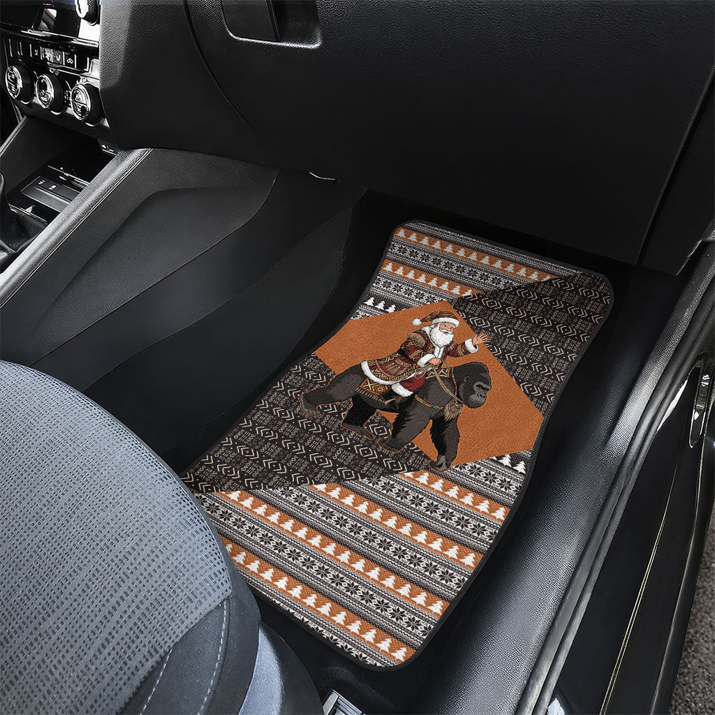 DR Congo Christmas Santa Gorilla Car Mats Kuba Inspired Geometric Pattern