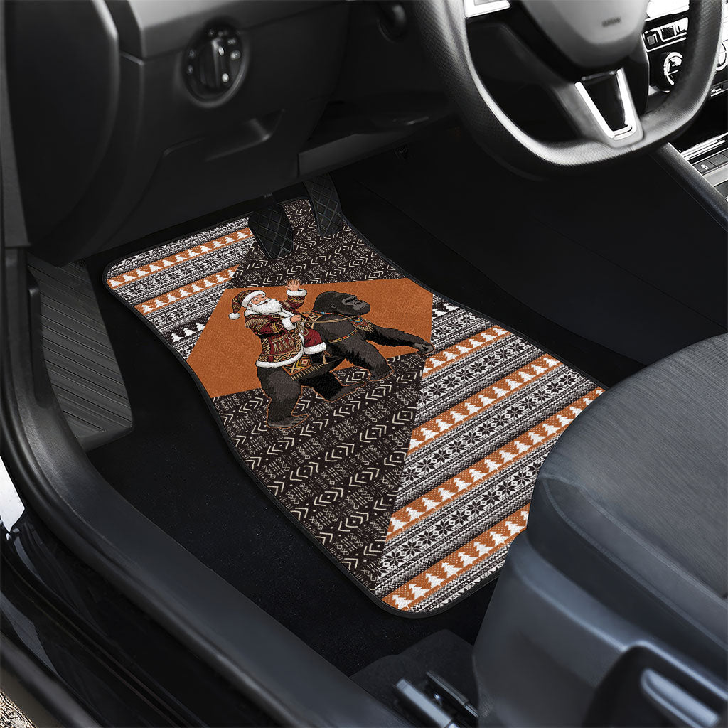 DR Congo Christmas Santa Gorilla Car Mats Kuba Inspired Geometric Pattern