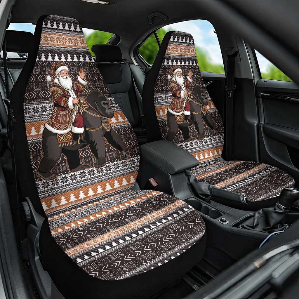 DR Congo Christmas Santa Gorilla Car Seat Cover Kuba Inspired Geometric Pattern