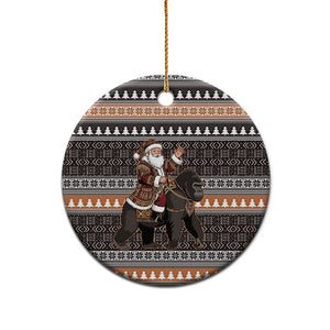 DR Congo Christmas Santa Gorilla Ceramic Ornament Kuba Inspired Geometric Pattern