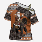 DR Congo Christmas Santa Gorilla Cross Shoulder Shirt Kuba Inspired Geometric Pattern