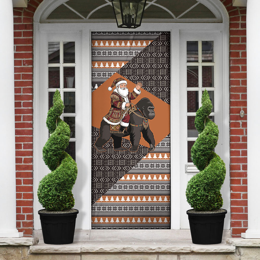 DR Congo Christmas Santa Gorilla Door Cover Kuba Inspired Geometric Pattern