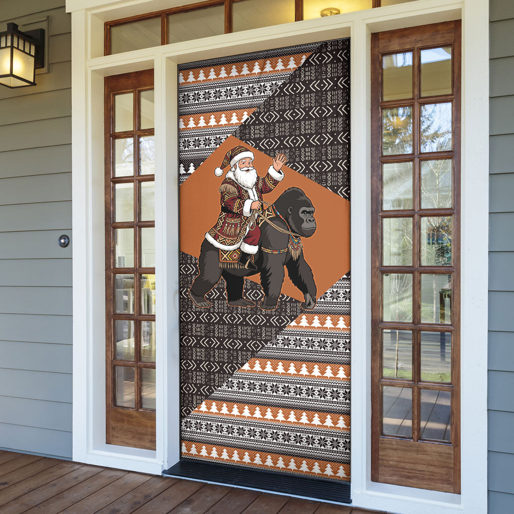 DR Congo Christmas Santa Gorilla Door Cover Kuba Inspired Geometric Pattern