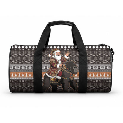 DR Congo Christmas Santa Gorilla Duffle Bag Kuba Inspired Geometric Pattern