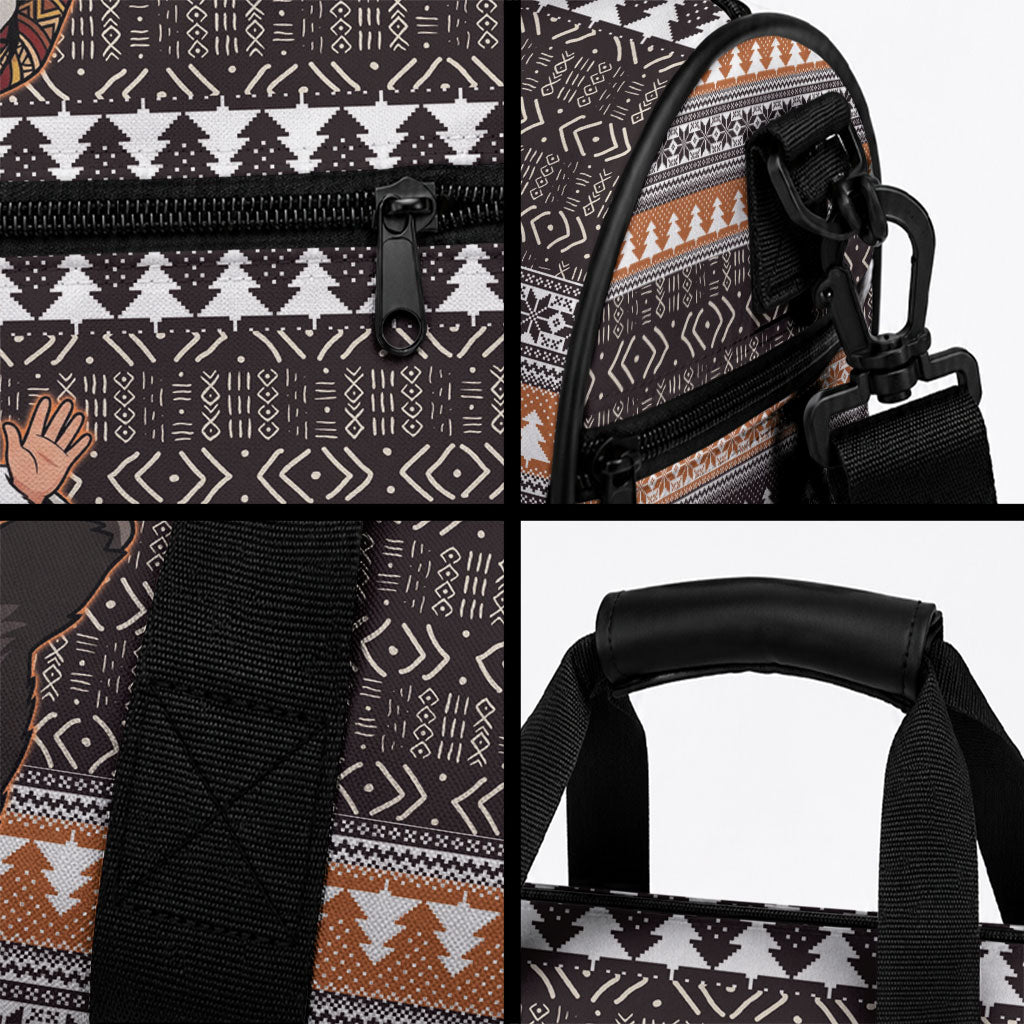 DR Congo Christmas Santa Gorilla Duffle Bag Kuba Inspired Geometric Pattern