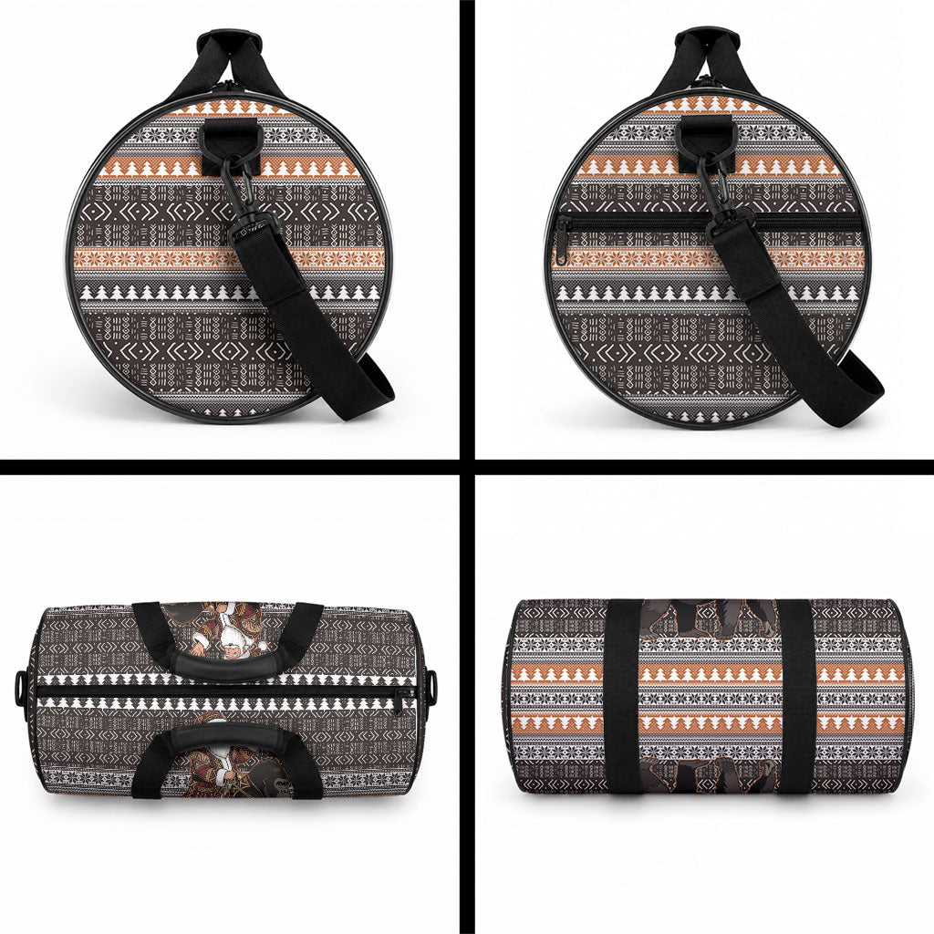DR Congo Christmas Santa Gorilla Duffle Bag Kuba Inspired Geometric Pattern