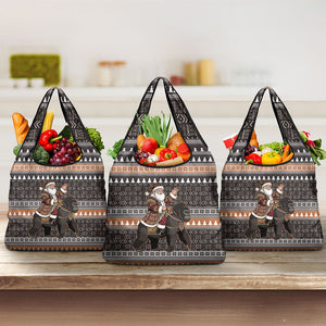 DR Congo Christmas Santa Gorilla Grocery Bag Kuba Inspired Geometric Pattern