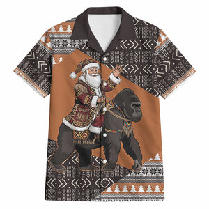 DR Congo Christmas Santa Gorilla Hawaiian Shirt Kuba Inspired Geometric Pattern