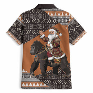 DR Congo Christmas Santa Gorilla Hawaiian Shirt Kuba Inspired Geometric Pattern