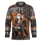 DR Congo Christmas Santa Gorilla Hockey Jersey Kuba Inspired Geometric Pattern