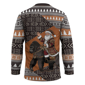 DR Congo Christmas Santa Gorilla Hockey Jersey Kuba Inspired Geometric Pattern