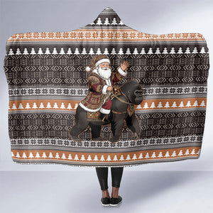 DR Congo Christmas Santa Gorilla Hooded Blanket Kuba Inspired Geometric Pattern