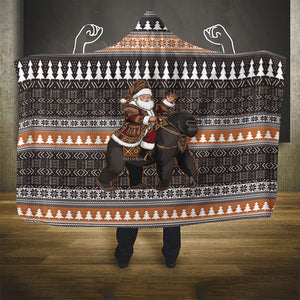 DR Congo Christmas Santa Gorilla Hooded Blanket Kuba Inspired Geometric Pattern