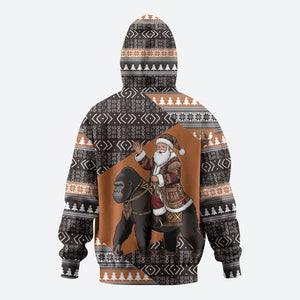 DR Congo Christmas Santa Gorilla Hoodie Kuba Inspired Geometric Pattern