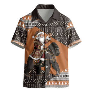 DR Congo Christmas Santa Gorilla Kid Hawaiian Shirt Kuba Inspired Geometric Pattern
