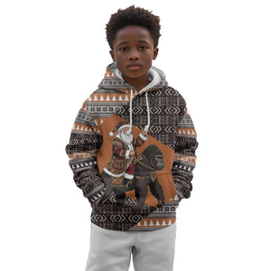DR Congo Christmas Santa Gorilla Kid Hoodie Kuba Inspired Geometric Pattern