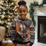 DR Congo Christmas Santa Gorilla Kid Ugly Christmas Sweater Kuba Inspired Geometric Pattern