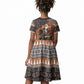 DR Congo Christmas Santa Gorilla Kid Short Sleeve Dress Kuba Inspired Geometric Pattern