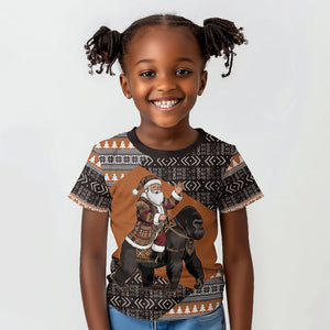 DR Congo Christmas Santa Gorilla Kid T shirt Kuba Inspired Geometric Pattern