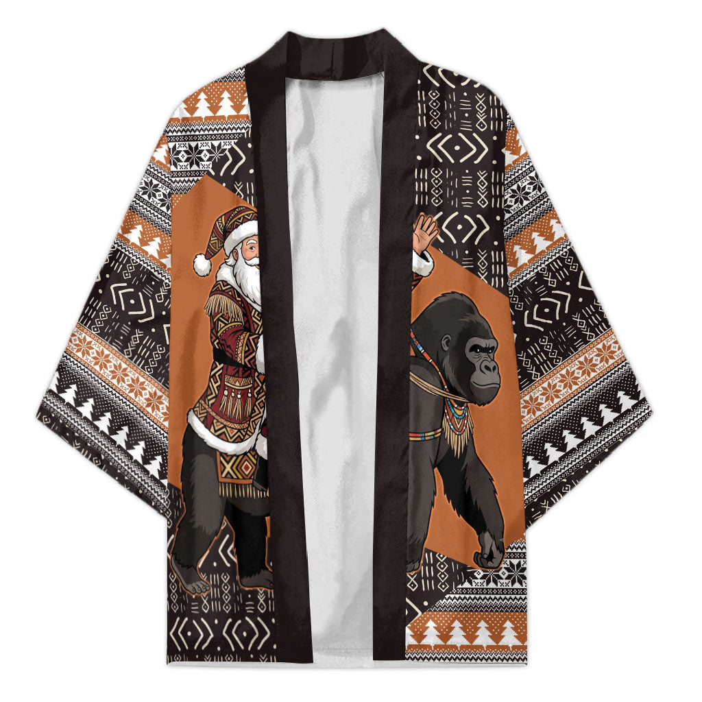 DR Congo Christmas Santa Gorilla Kimono Kuba Inspired Geometric Pattern