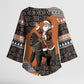 DR Congo Christmas Santa Gorilla Kimono Sleeve Blouse Kuba Inspired Geometric Pattern