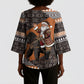 DR Congo Christmas Santa Gorilla Kimono Sleeve Blouse Kuba Inspired Geometric Pattern