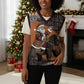 DR Congo Christmas Santa Gorilla Christmas Knitted V-Neck Vest Kuba Inspired Geometric Pattern