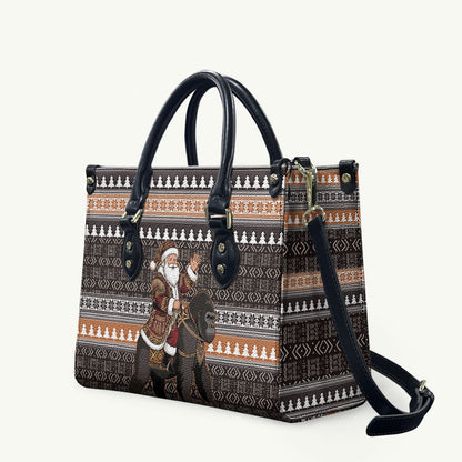 DR Congo Christmas Santa Gorilla Leather Bag Kuba Inspired Geometric Pattern