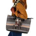 DR Congo Christmas Santa Gorilla Leather Tote Bag Kuba Inspired Geometric Pattern