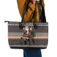 DR Congo Christmas Santa Gorilla Leather Tote Bag Kuba Inspired Geometric Pattern