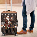 DR Congo Christmas Santa Gorilla Luggage Cover Kuba Inspired Geometric Pattern