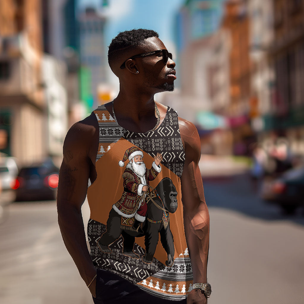 DR Congo Christmas Santa Gorilla Men Tank Top Kuba Inspired Geometric Pattern