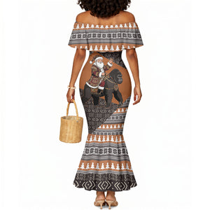 DR Congo Christmas Santa Gorilla Mermaid Dress Kuba Inspired Geometric Pattern