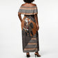 DR Congo Christmas Santa Gorilla Off Shoulder Maxi Dress Kuba Inspired Geometric Pattern