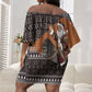 DR Congo Christmas Santa Gorilla Off Shoulder Short Dress Kuba Inspired Geometric Pattern
