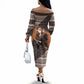 DR Congo Christmas Santa Gorilla Off The Shoulder Long Sleeve Dress Kuba Inspired Geometric Pattern