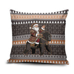 DR Congo Christmas Santa Gorilla Pillow Cover Kuba Inspired Geometric Pattern