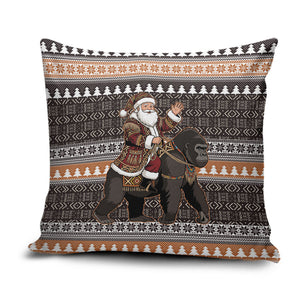 DR Congo Christmas Santa Gorilla Pillow Cover Kuba Inspired Geometric Pattern
