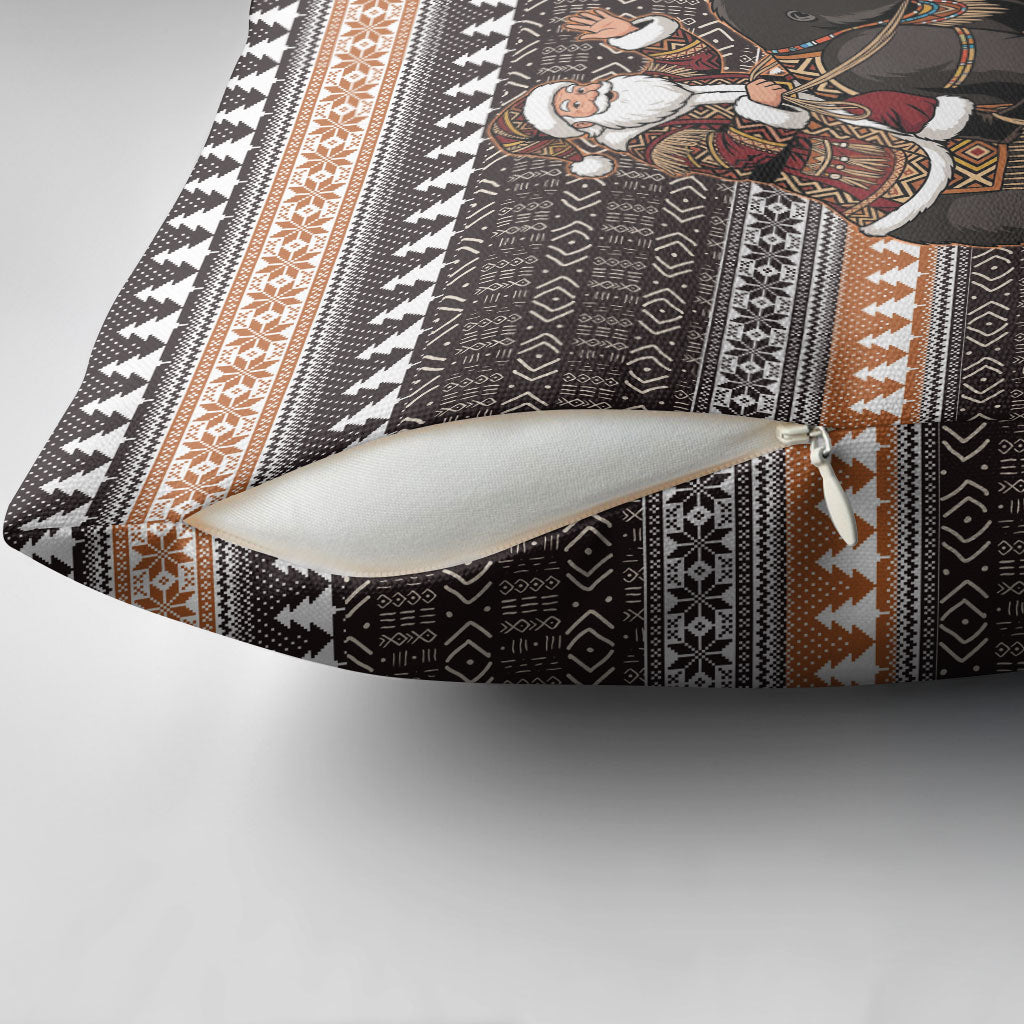 DR Congo Christmas Santa Gorilla Pillow Cover Kuba Inspired Geometric Pattern