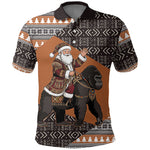 DR Congo Christmas Santa Gorilla Polo Shirt Kuba Inspired Geometric Pattern
