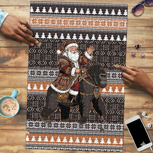 DR Congo Christmas Santa Gorilla Puzzle Kuba Inspired Geometric Pattern