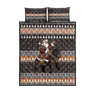 DR Congo Christmas Santa Gorilla Quilt Bed Set Kuba Inspired Geometric Pattern