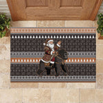 DR Congo Christmas Santa Gorilla Rubber Doormat Kuba Inspired Geometric Pattern