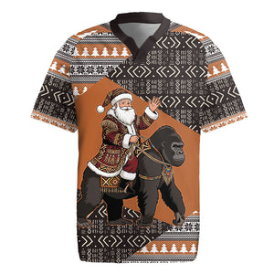 DR Congo Christmas Santa Gorilla Rugby Jersey Kuba Inspired Geometric Pattern