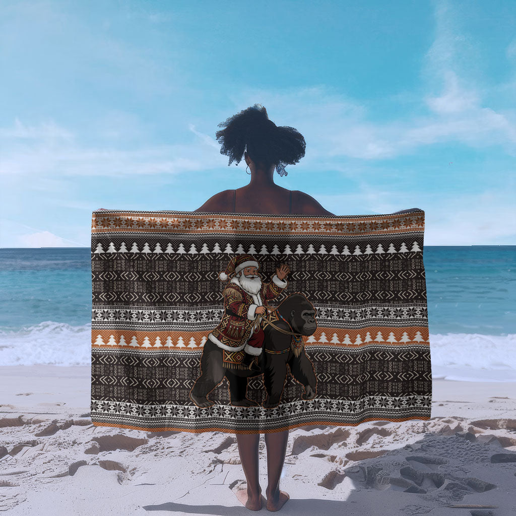 DR Congo Christmas Santa Gorilla Sarong Kuba Inspired Geometric Pattern