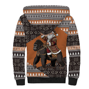 DR Congo Christmas Santa Gorilla Sherpa Hoodie Kuba Inspired Geometric Pattern