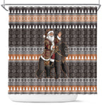 DR Congo Christmas Santa Gorilla Shower Curtain Kuba Inspired Geometric Pattern