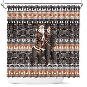 DR Congo Christmas Santa Gorilla Shower Curtain Kuba Inspired Geometric Pattern