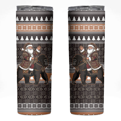DR Congo Christmas Santa Gorilla Skinny Tumbler Kuba Inspired Geometric Pattern