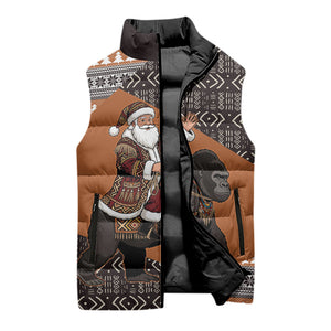 DR Congo Christmas Santa Gorilla Sleeveless Puffer Jacket Kuba Inspired Geometric Pattern